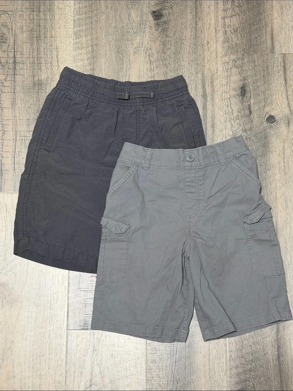 Kids Cargo Shorts - Gray and Charcoal Size 8 Boys Set of 2